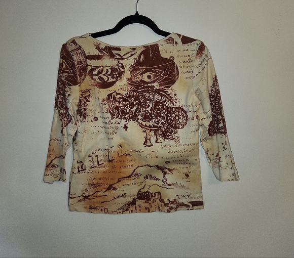 Chico's Beige and Brown Artistic Blouse - Picture 3 of 6